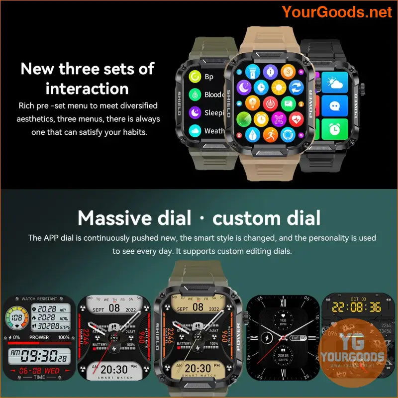 2023 Military Grade Smartwatch Fitness Health AI Voice Calls Waterproof - YourGoods Online Shop