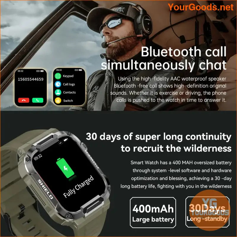 2023 Military Grade Smartwatch Fitness Health AI Voice Calls Waterproof - YourGoods Online Shop