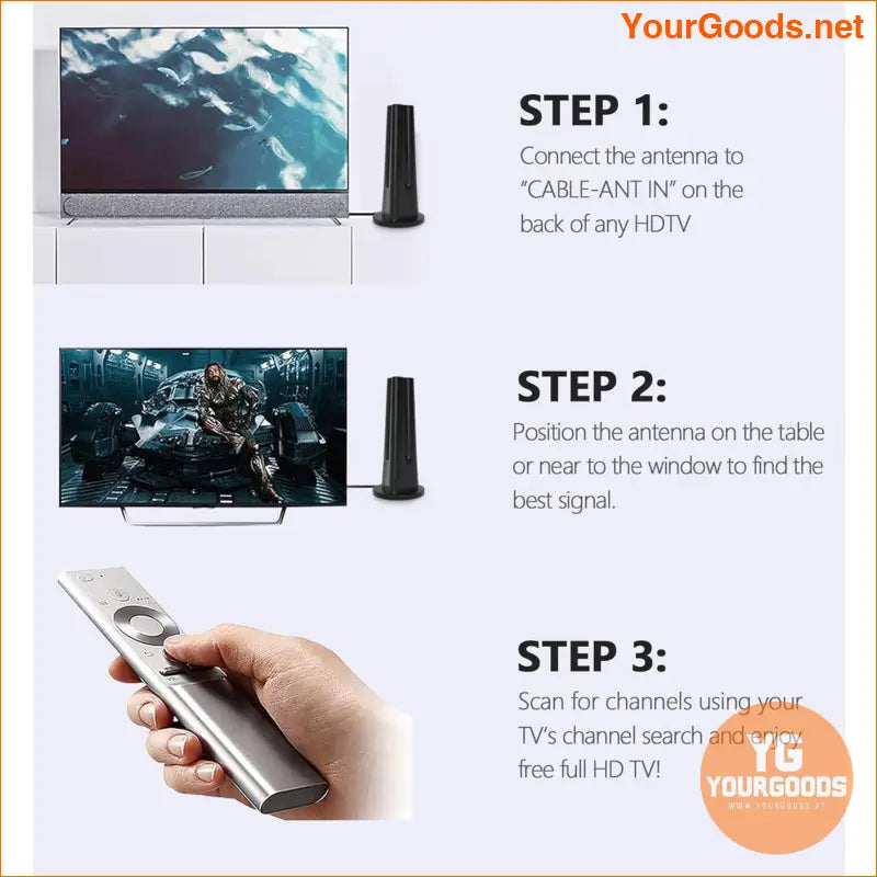 2024 HD TV Antenna 130 Miles IndoorOutdoor 4K1080P - YourGoods Online Shop