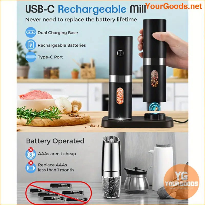 2024 Rechargeable Electric Salt Pepper Grinder Set - YourGoods Online Shop