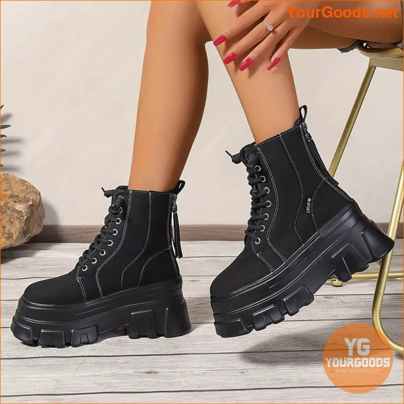 2024 Womens Breathable Canvas Platform Combat Boots - YourGoods Online Shop