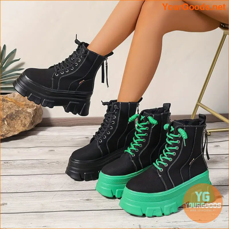 2024 Womens Breathable Canvas Platform Combat Boots - YourGoods Online Shop