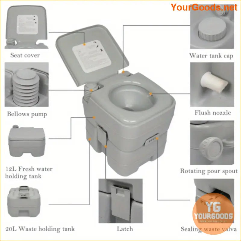 20L Portable Removable Flush Toilet with Double Outlet - YourGoods Online Shop