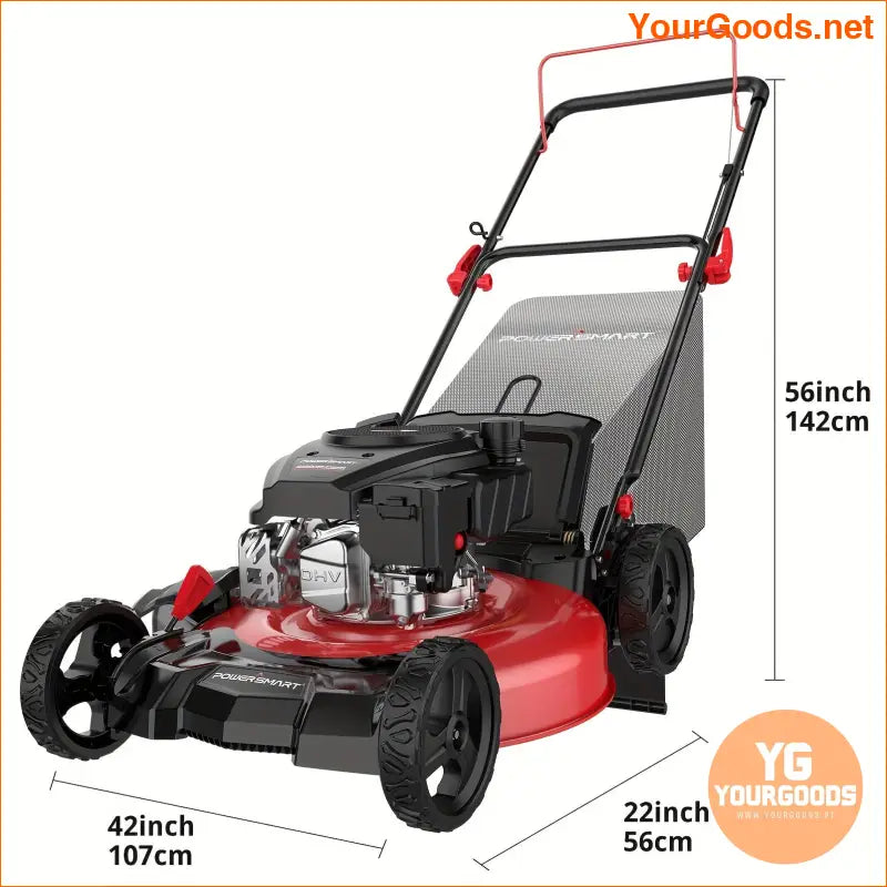 21 Inch 144cc Gas Push Lawn Mower with 3in1 Function and Height Adjustment - YourGoods Online Shop