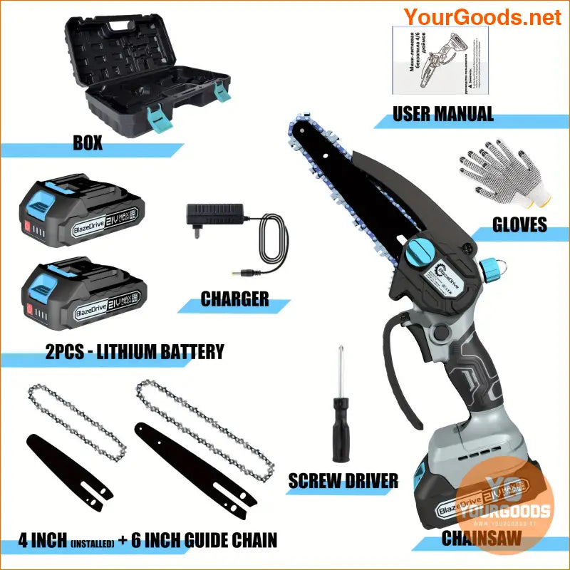 21V Cordless Mini Chainsaw Lightweight Rechargeable Tree Yard Tool - YourGoods Online Shop