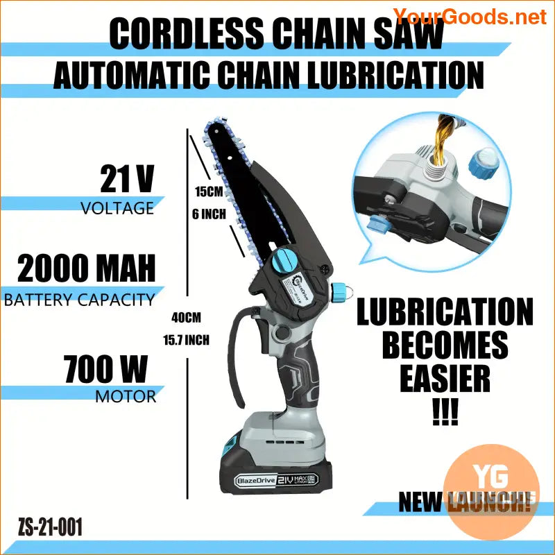 21V Cordless Mini Chainsaw Lightweight Rechargeable Tree Yard Tool - YourGoods Online Shop