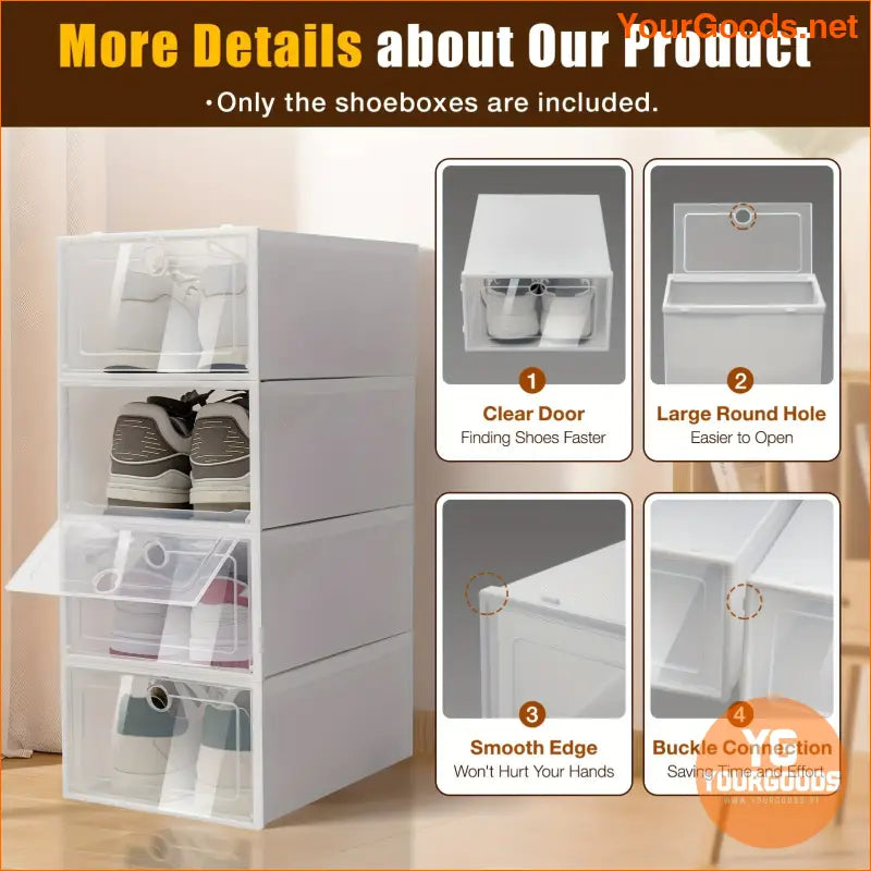 24 Clear Stackable Shoe Storage Boxes Set - YourGoods Online Shop