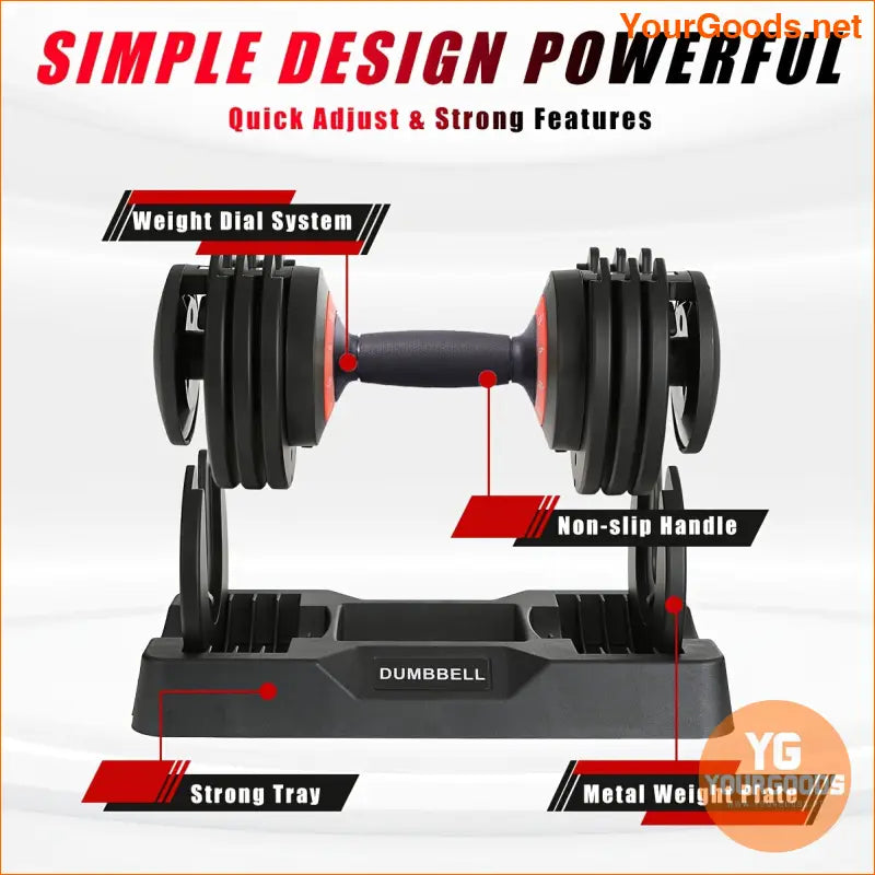 25 Lb Adjustable Dumbbells Pair SpaceSaving QuickAdjust Fitness Set - YourGoods Online Shop