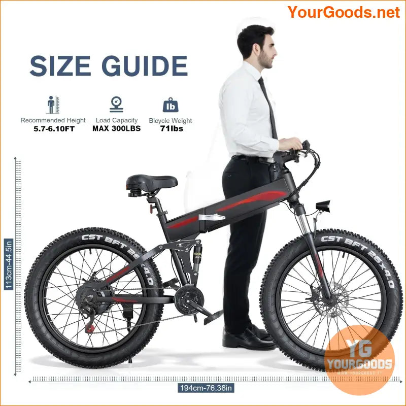 26 Fat Tire Folding EBike 750W 55Mile Range - YourGoods Online Shop