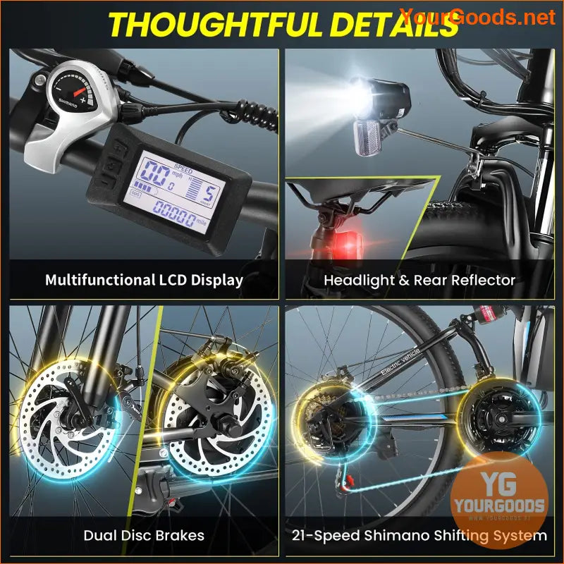 26 Foldable Electric Bike 500W 48V 21 Speed LCD - YourGoods Online Shop