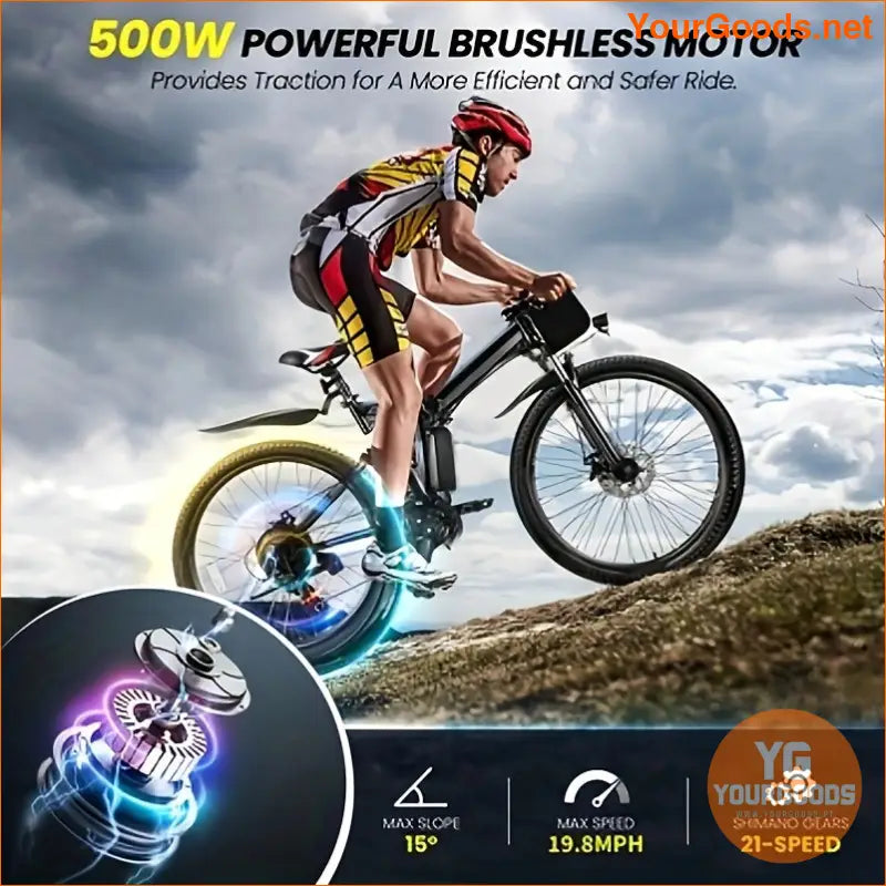 26 Foldable Electric Bike 500W 48V 21 Speed LCD - YourGoods Online Shop