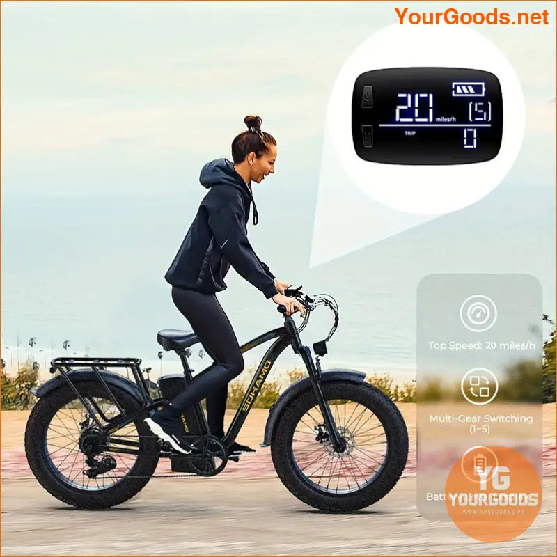 26x4 Fat Tire Electric MTB 48V 7 Speed LED Lights - YourGoods Online Shop