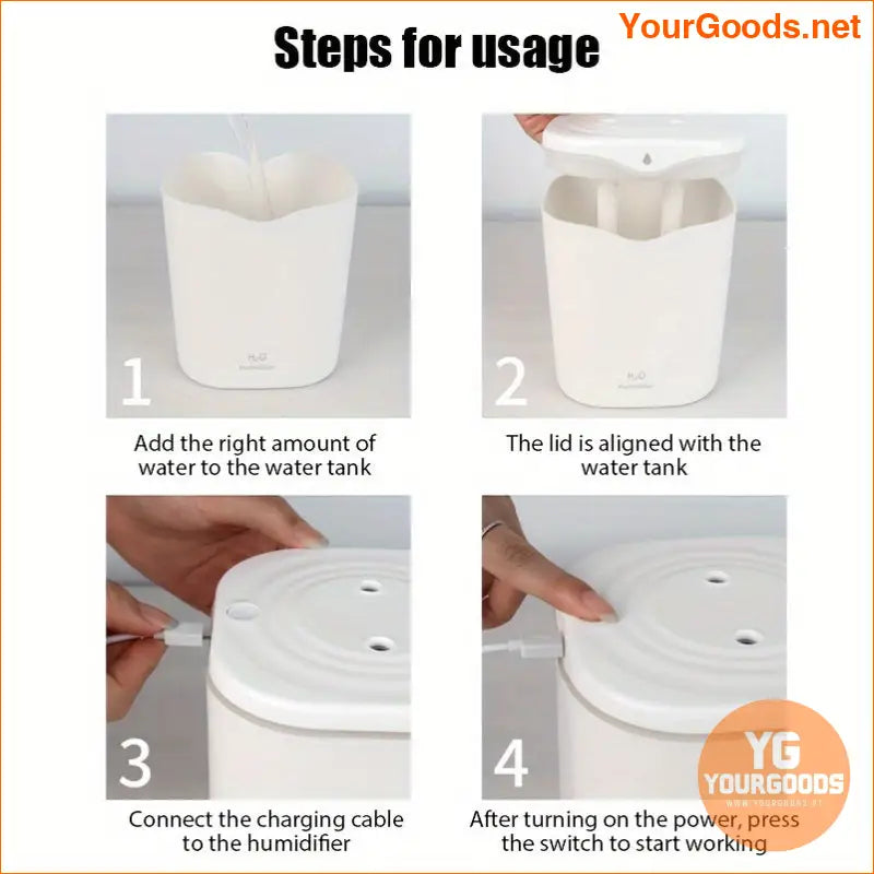 2L Portable Ultrasonic Humidifier Quiet Dual Mist Aromatherapy Nightlight - YourGoods Online Shop