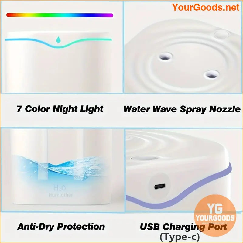 2L Portable Ultrasonic Humidifier Quiet Dual Mist Aromatherapy Nightlight - YourGoods Online Shop