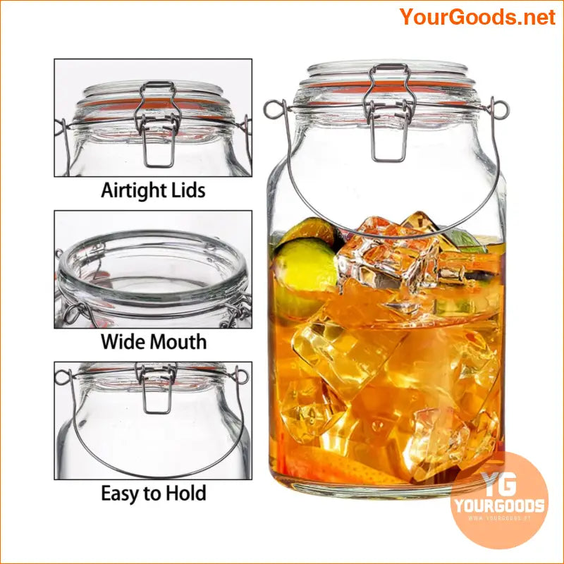 2Pack 1Gallon Wide Mouth Glass Jars with Airtight Lids - YourGoods Online Shop