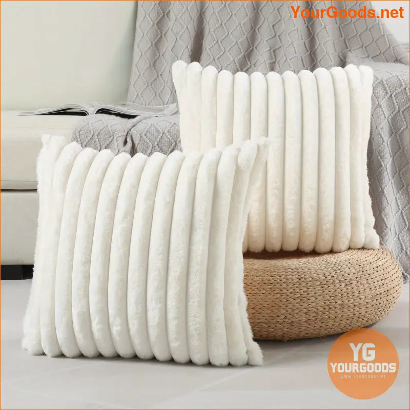 2Pack Cream White Faux Fur Throw Pillow Covers - YourGoods Online Shop