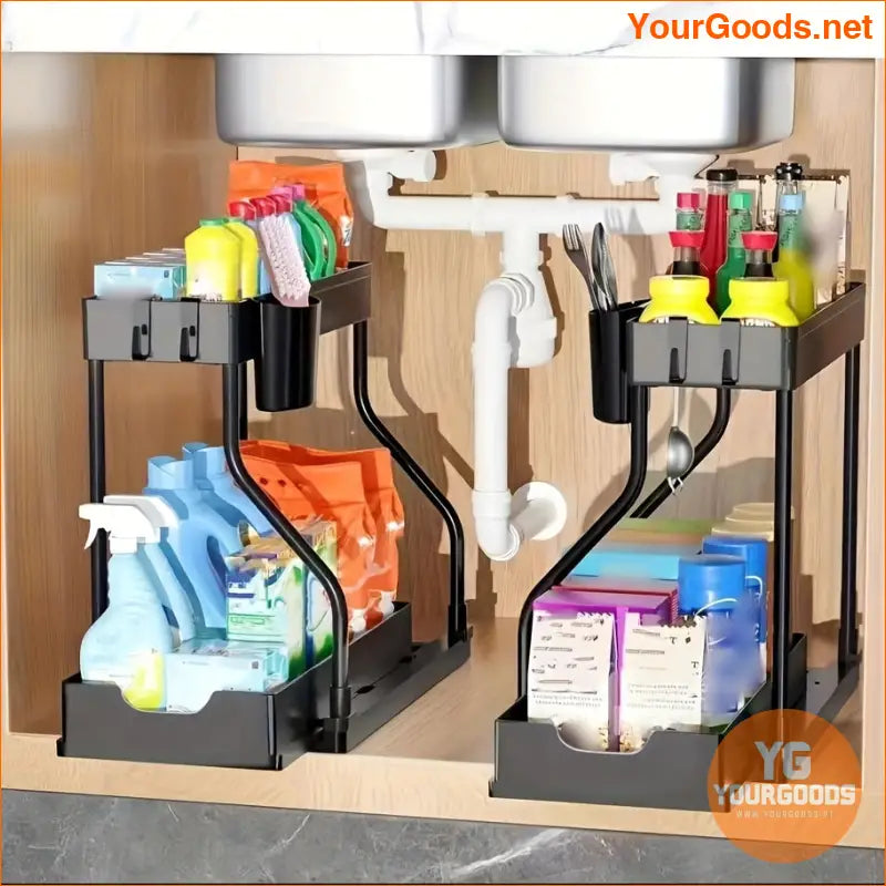 2Tier Black Under Sink PullOut Organizer - YourGoods Online Shop