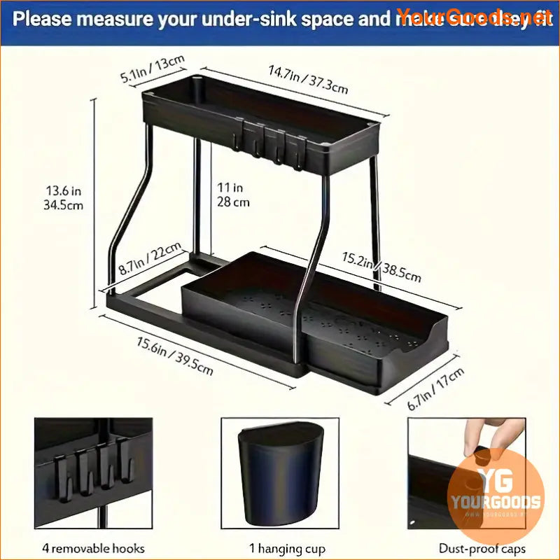 2Tier Black Under Sink PullOut Organizer - YourGoods Online Shop