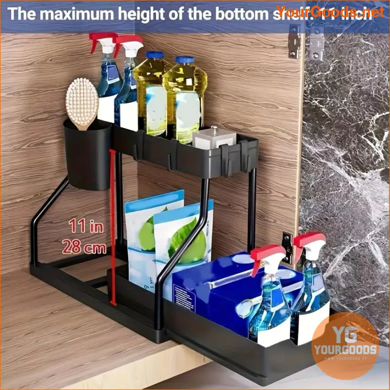 2Tier Black Under Sink PullOut Organizer - YourGoods Online Shop