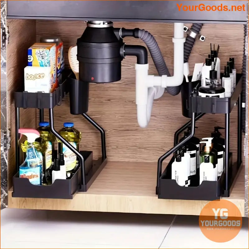 2Tier Black Under Sink PullOut Organizer - YourGoods Online Shop