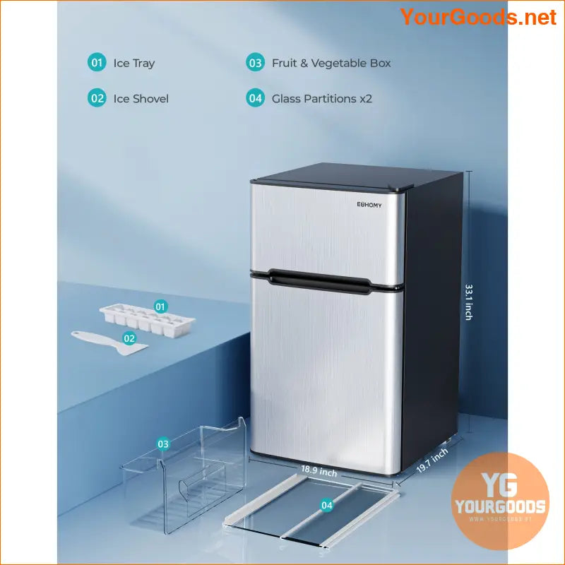 3.2 Cu.Ft Compact 2 Door Mini Fridge with Freezer - YourGoods Online Shop