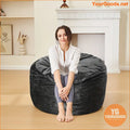 3 ft Black Fluffy Bean Bag Chair for Adults - YourGoods Online Shop