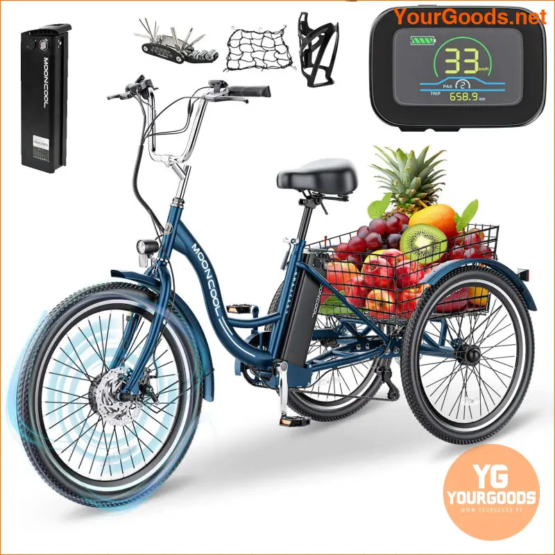 350W 36V 7Speed Adult Electric Tricycle with Basket - YourGoods Online Shop