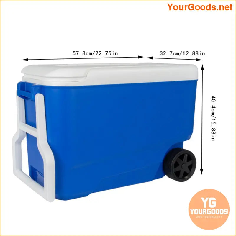 38 QT Blue Wheeled HardSided Ice Chest Cooler - YourGoods Online Shop