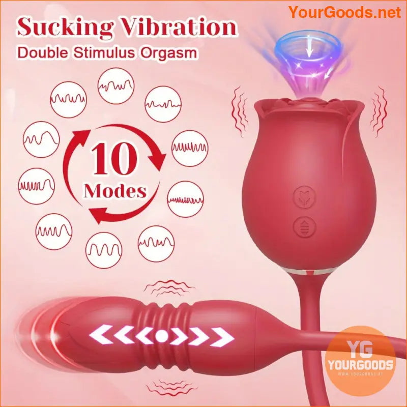 3in1 Rose Stimulator Dildo Vibrator with 10 Modes - YourGoods Online Shop