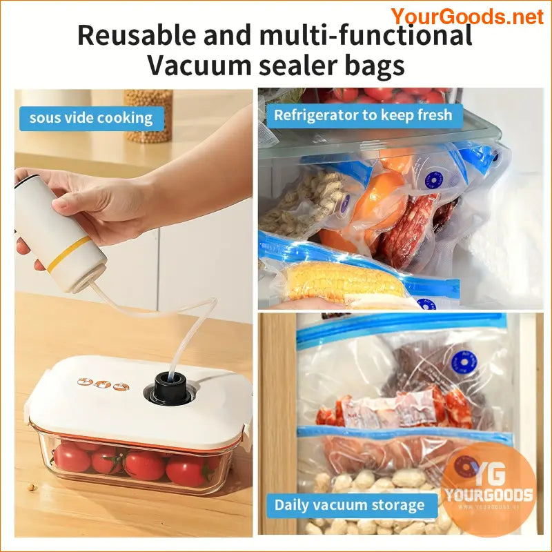 3in1 USB Rechargeable Vacuum Sealer Kit with MultiSize Bags - YourGoods Online Shop