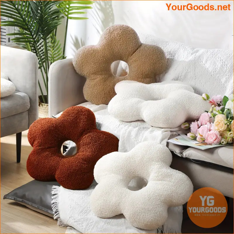 3Piece Plush Flower Throw Pillows Nordic Style Decor - YourGoods Online Shop