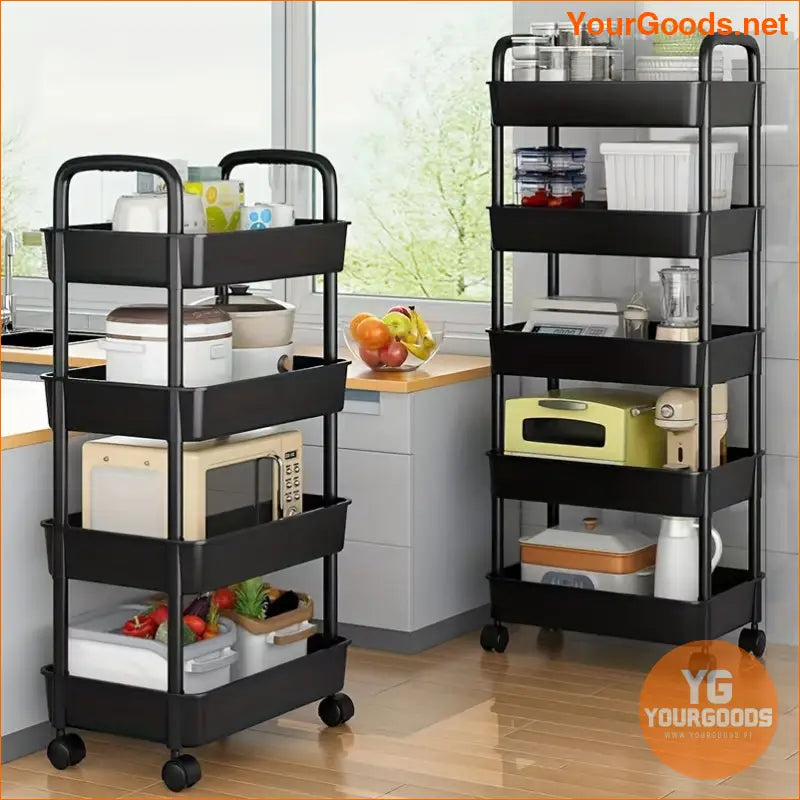 4 Tier Rolling Utility Cart with Wheels and Handle - YourGoods Online Shop