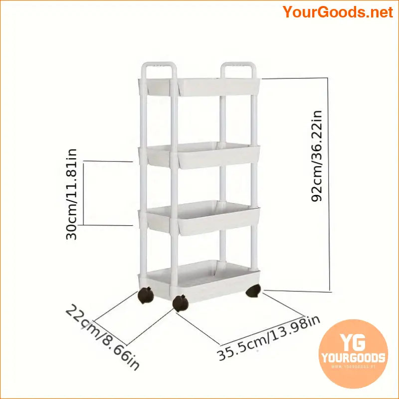 4 Tier Rolling Utility Cart with Wheels and Handle - YourGoods Online Shop