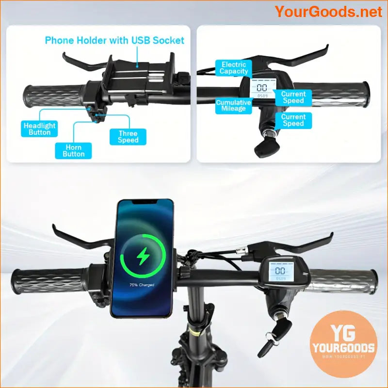 400W Folding High Carbon Electric Bike with Removable Battery - YourGoods Online Shop