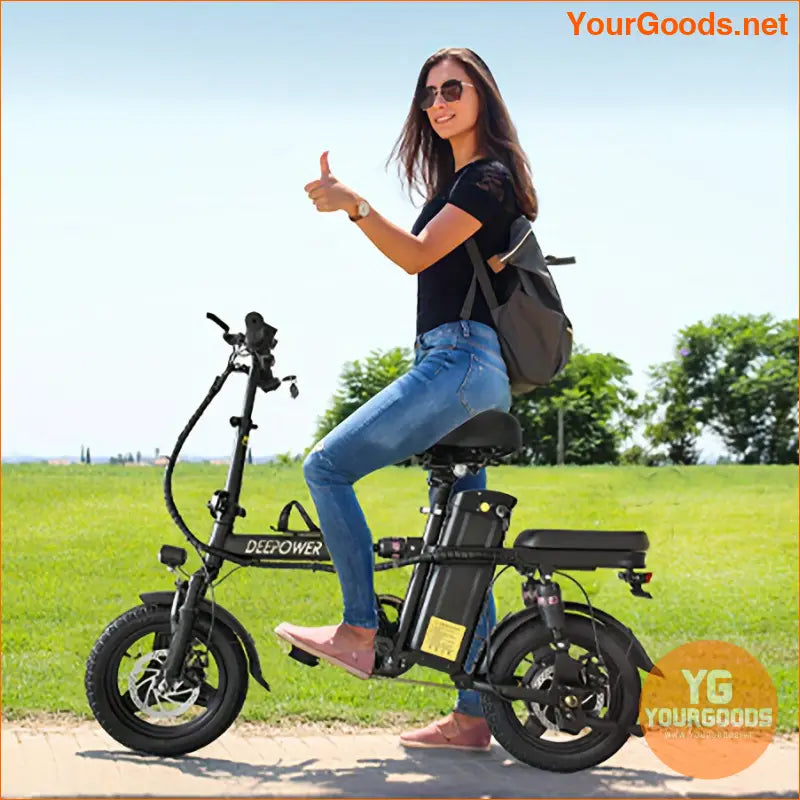 400W Folding High Carbon Electric Bike with Removable Battery - YourGoods Online Shop