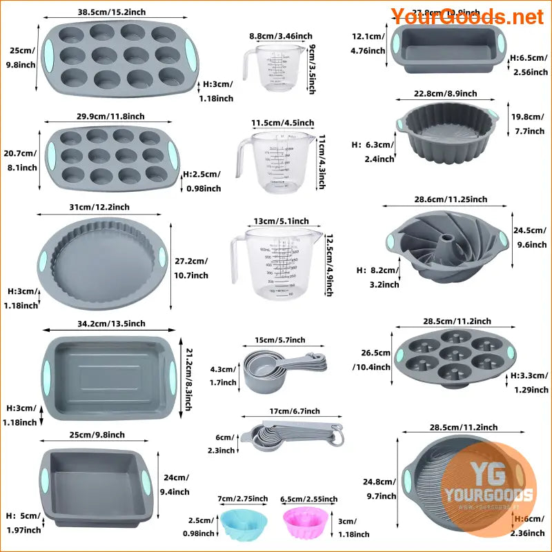 45Piece Durable Silicone Bakeware Set with Tools - YourGoods Online Shop