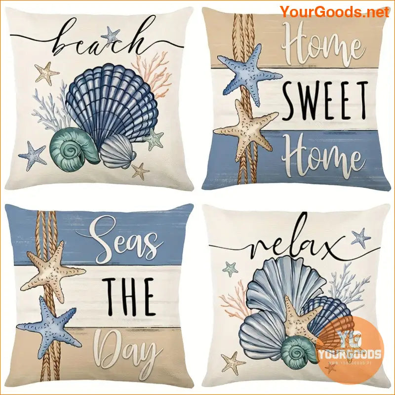 4Pack Nautical Starfish Shell Throw Pillow Covers - YourGoods Online Shop