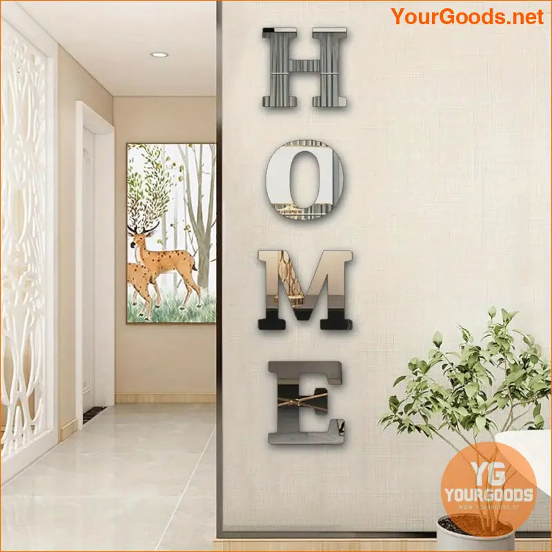 4pc Art Deco HOME Mirror Stickers 3D Wall Art - YourGoods Online Shop