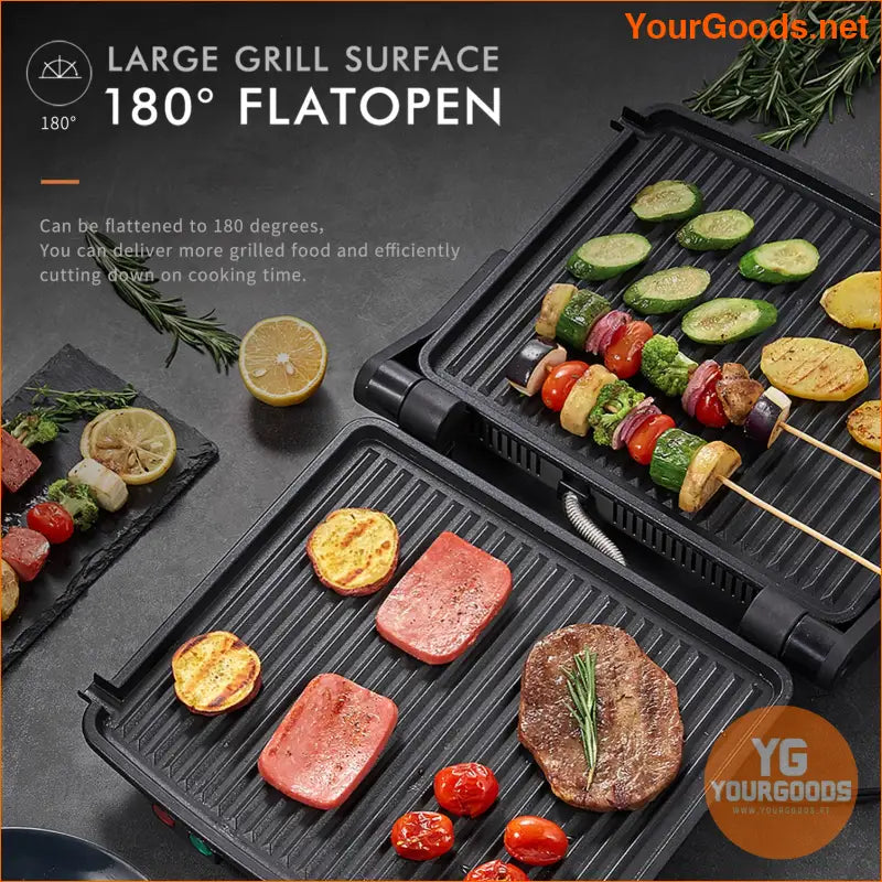 4Slice Yabano Panini Press Grill NonStick 180 Opening Removable Drip Tray - YourGoods Online Shop