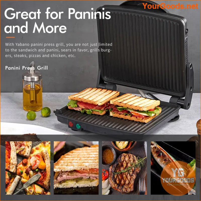 4Slice Yabano Panini Press Grill NonStick 180 Opening Removable Drip Tray - YourGoods Online Shop