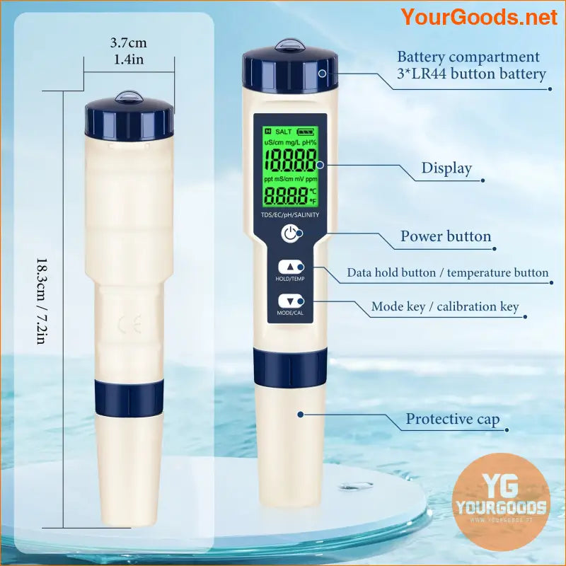 5 in 1 Digital Pool Salt PH Tester - YourGoods Online Shop