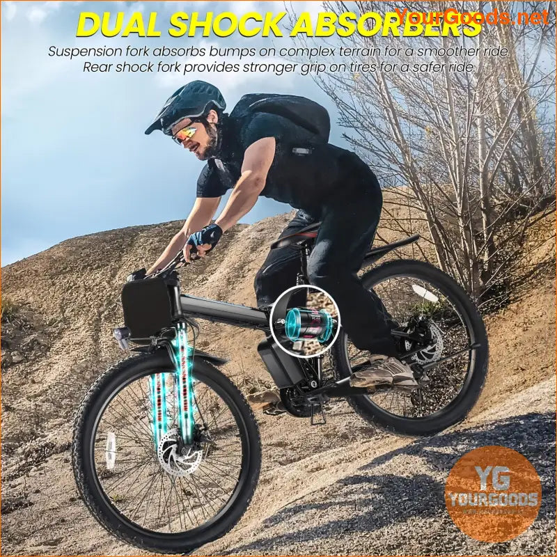 500W 26 Folding Electric Mountain Bike 21Speed 50Mile Range - YourGoods Online Shop