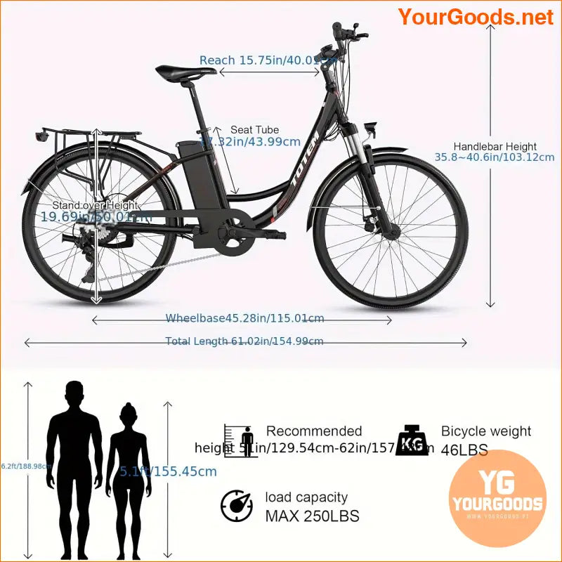 500W Electric Commuter Bike 26 AntiTheft 40 Miles Range - YourGoods Online Shop