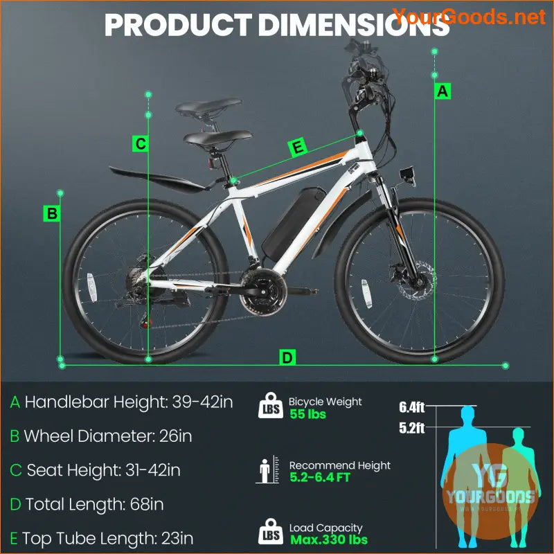 500W Electric Mountain Bike 21 Speed 26 Ebike - YourGoods Online Shop