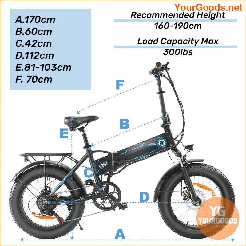 500W Folding Electric Fat Tire Bike 50Mile Range - YourGoods Online Shop