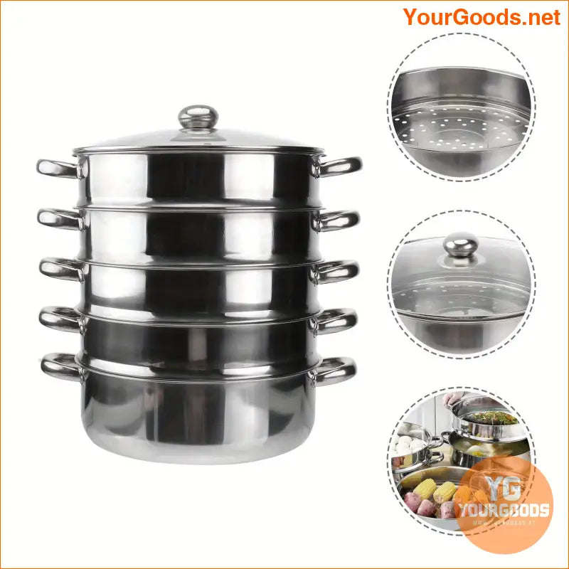 5Layer 28cm Stainless Steel Multifunctional Steamer Pot - YourGoods Online Shop