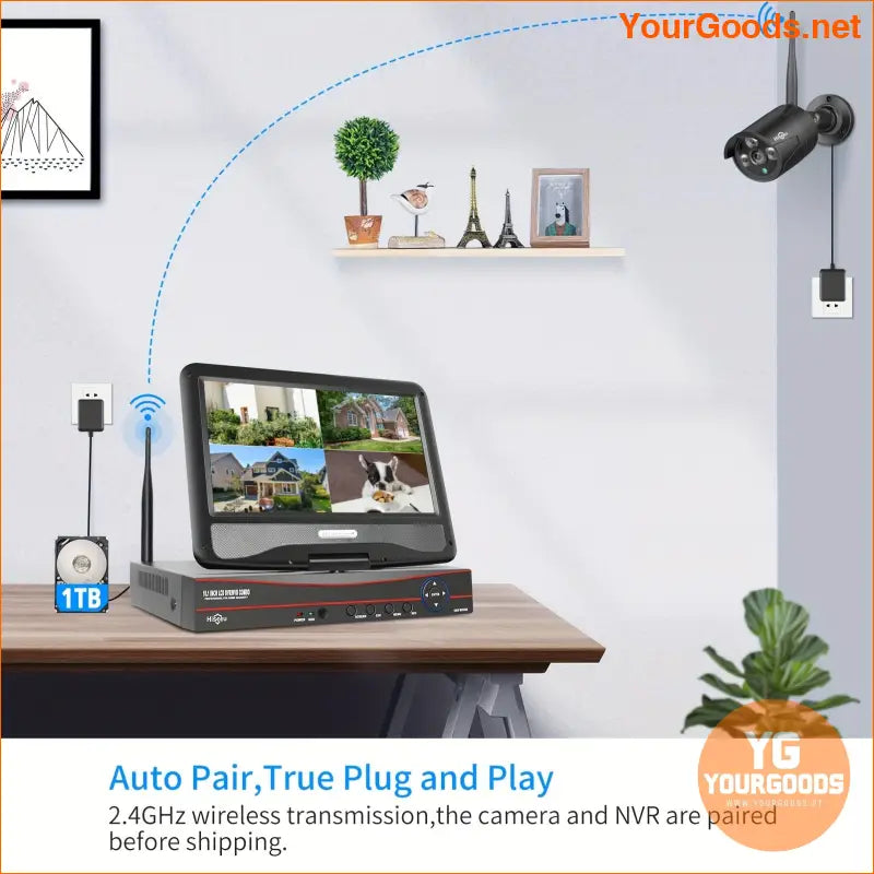 5MP Wireless Security System 10 Channel 101 LCD Monitor 1TB HDD - YourGoods Online Shop