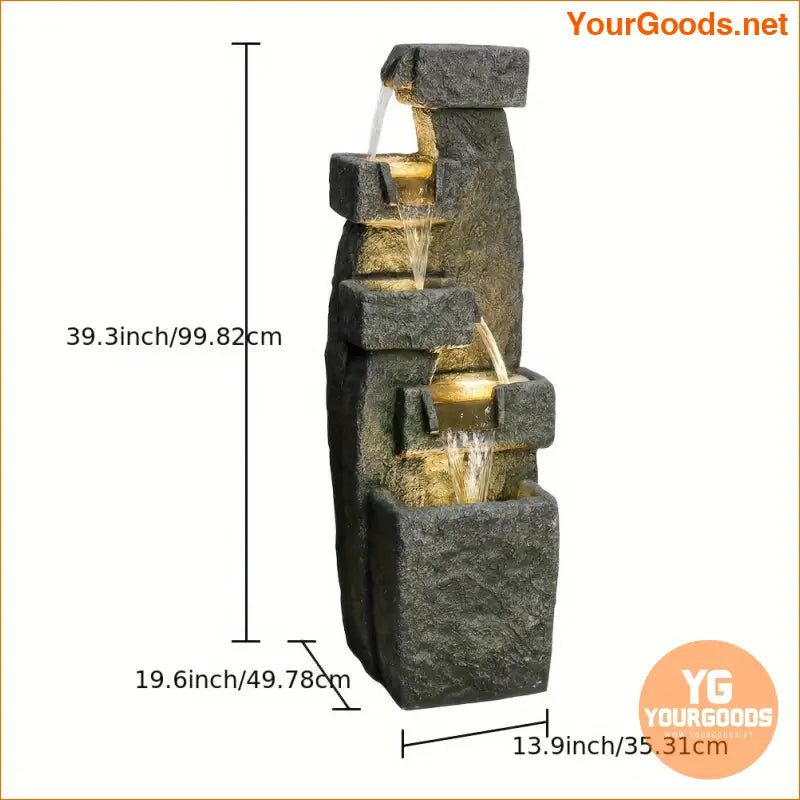 5Tier Marble LED Garden Fountain 39 Tall - YourGoods Online Shop