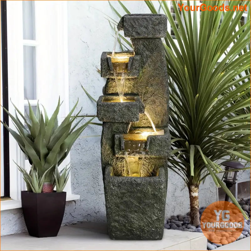 5Tier Marble LED Garden Fountain 39 Tall - YourGoods Online Shop