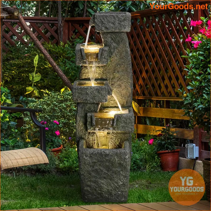 5Tier Marble LED Garden Fountain 39 Tall